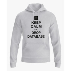 Худі чоловічий з написом Keep calm and drop database сірий XS (HD-01-IT-0001-200-02-03)