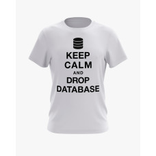 Футболка чоловіча з написом Keep calm and drop database білий XS (TS-01-IT-0001-200-02-01) Футболка чоловіча з написом Keep calm and drop database білий XS (TS-01-IT-0001-200-02-01)
