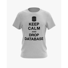 Футболка чоловіча з написом Keep calm and drop database сірий XS (TS-01-IT-0001-200-02-03) Футболка чоловіча з написом Keep calm and drop database сірий XS (TS-01-IT-0001-200-02-03)