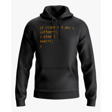Худі чоловічий з написом Coffee or Beer чорний XS (HD-01-IT-0005-200-02-02)