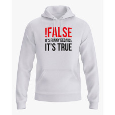 Худі чоловічий з написом !False = True білий XS (HD-01-IT-0018-200-02-01)