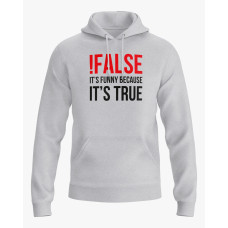 Худі чоловічий з написом !False = True сірий XS (HD-01-IT-0018-200-02-03)