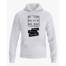 Худі чоловічий з надписом My code never has bugs білий XS (HD-01-IT-0052-200-02-01)