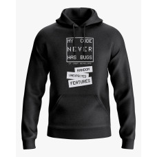 Худі чоловічий з надписом My code never has bugs чорний XS (HD-01-IT-0052-200-02-02)