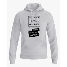 Худі жіночий з надписом My code never has bugs сірий XS (HD-02-IT-0052-200-02-03)