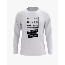 Світшот жіночий з надписом My code never has bugs білий XS (SS-02-IT-0052-200-02-01)