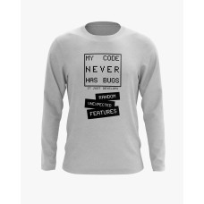 Світшот жіночий з надписом My code never has bugs сірий XS (SS-02-IT-0052-200-02-03)
