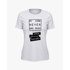 Футболка жіноча з надписом My code never has bugs білий S (TS-02-IT-0052-200-03-01)