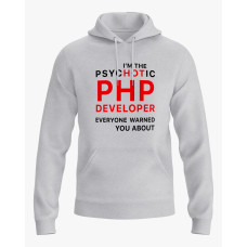 Худі чоловічий з надписом PHP developer сірий XS (HD-01-IT-0056-200-02-03)