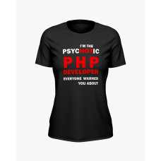 Футболка жіноча з надписом PHP developer чорний S (TS-02-IT-0056-200-03-02)