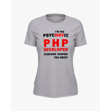 Футболка жіноча з надписом PHP developer сірий S (TS-02-IT-0056-200-03-03)
