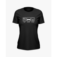 Футболка жіноча з принтом Eat Sleep Code чорний S (TS-02-IT-0061-200-03-02)