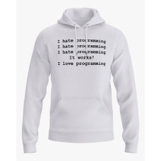 Худі чоловічий з написом I hate / love programming білий XS (HD-01-IT-0091-200-02-01)