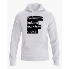 Худі чоловічий з написом Im silently judging your font choice білий XS (HD-01-IT-0094-200-02-01)