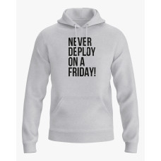 Худі чоловічий з написом Never deploy on a Friday сірий XS (HD-01-IT-0099-200-02-03)