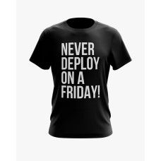 Футболка чоловіча з написом Never deploy on a Friday чорний XS (TS-01-IT-0099-200-02-02) Футболка чоловіча з написом Never deploy on a Friday чорний XS (TS-01-IT-0099-200-02-02)