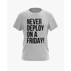 Футболка чоловіча з написом Never deploy on a Friday сірий XS (TS-01-IT-0099-200-02-03) Футболка чоловіча з написом Never deploy on a Friday сірий XS (TS-01-IT-0099-200-02-03)