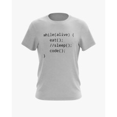 Футболка чоловіча з принтом While alive eat sleep code сірий XS (TS-01-IT-0119-200-02-03) Футболка чоловіча з принтом While alive eat sleep code сірий XS (TS-01-IT-0119-200-02-03)