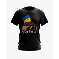 Футболка чоловіча з принтом ЗСУ встановлюють флаг України чорний XS (TS-01-UKRAINE-0069-200-02-02) Футболка чоловіча з принтом ЗСУ встановлюють флаг України чорний XS (TS-01-UKRAINE-0069-200-02-02)