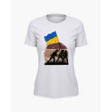 Футболка жіноча з принтом ЗСУ встановлюють флаг України білий S (TS-02-UKRAINE-0069-200-03-01) Футболка жіноча з принтом ЗСУ встановлюють флаг України білий S (TS-02-UKRAINE-0069-200-03-01)
